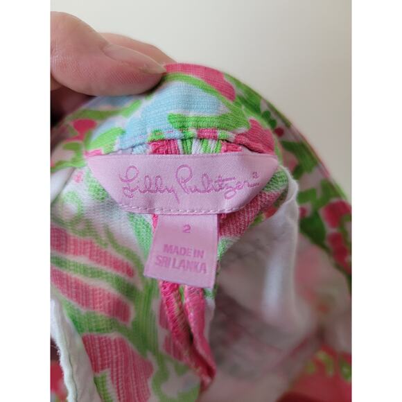 Lilly Pulitzer Adie Shorts Southern Charm Pattern Women's Size 2 Pink Green - Picture 6 of 6